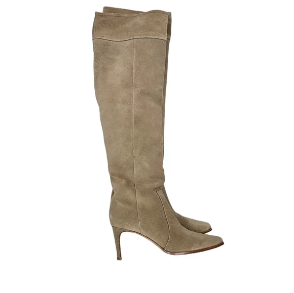 New Ulla Johnson Renata Knee High Tall Boots Tan Suede Size 41 US 10.5